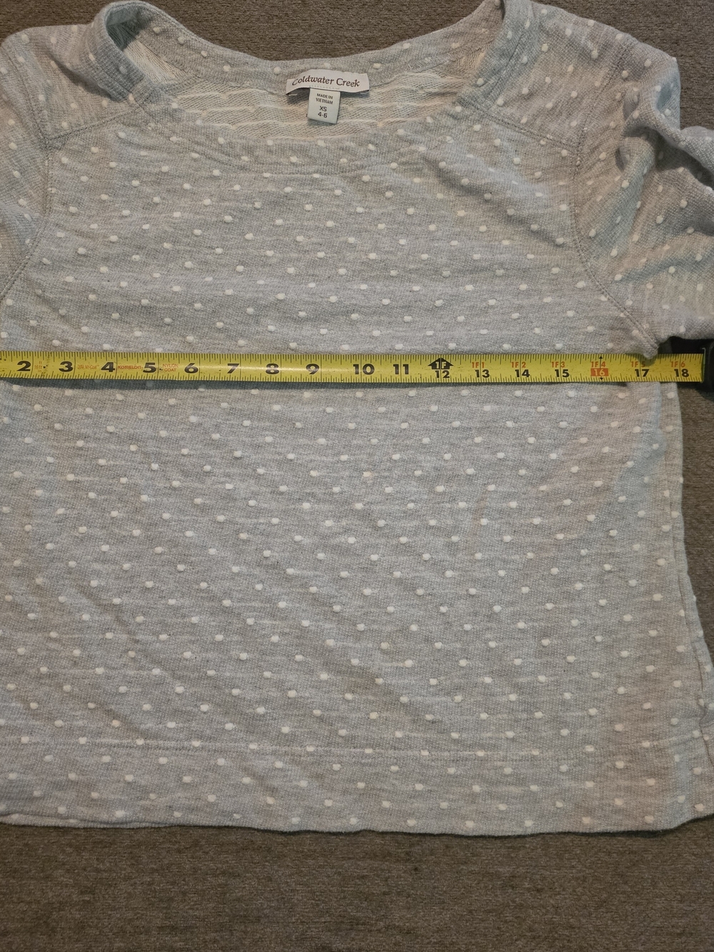 Coldwater Creek Light Gray Dot-Textured 3/4 Sleeve Top XS